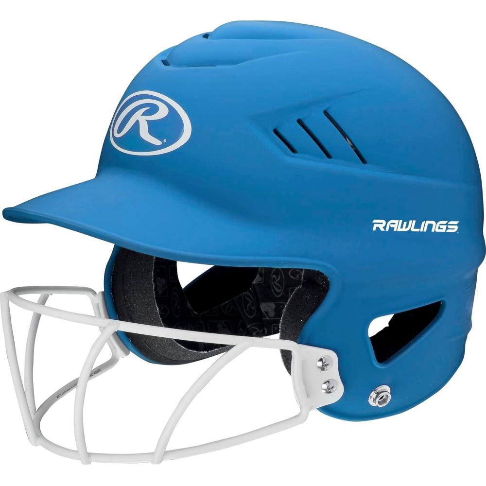 imageRawlings  COOLFLO Batting Helmet with Facemask  Fastpitch Softball  One Size Fits Most 6 12  7 12Matte Columbia Blue