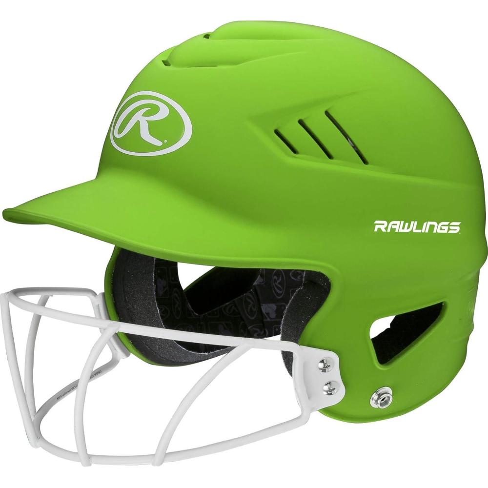 imageRawlings  COOLFLO Batting Helmet with Facemask  Fastpitch Softball  One Size Fits Most 6 12  7 12Matte Neon Green