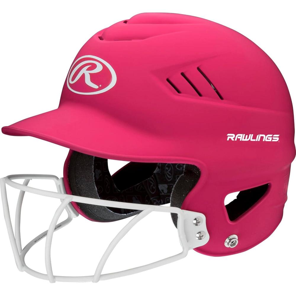 imageRawlings  COOLFLO Batting Helmet with Facemask  Fastpitch Softball  One Size Fits Most 6 12  7 12Matte Pink