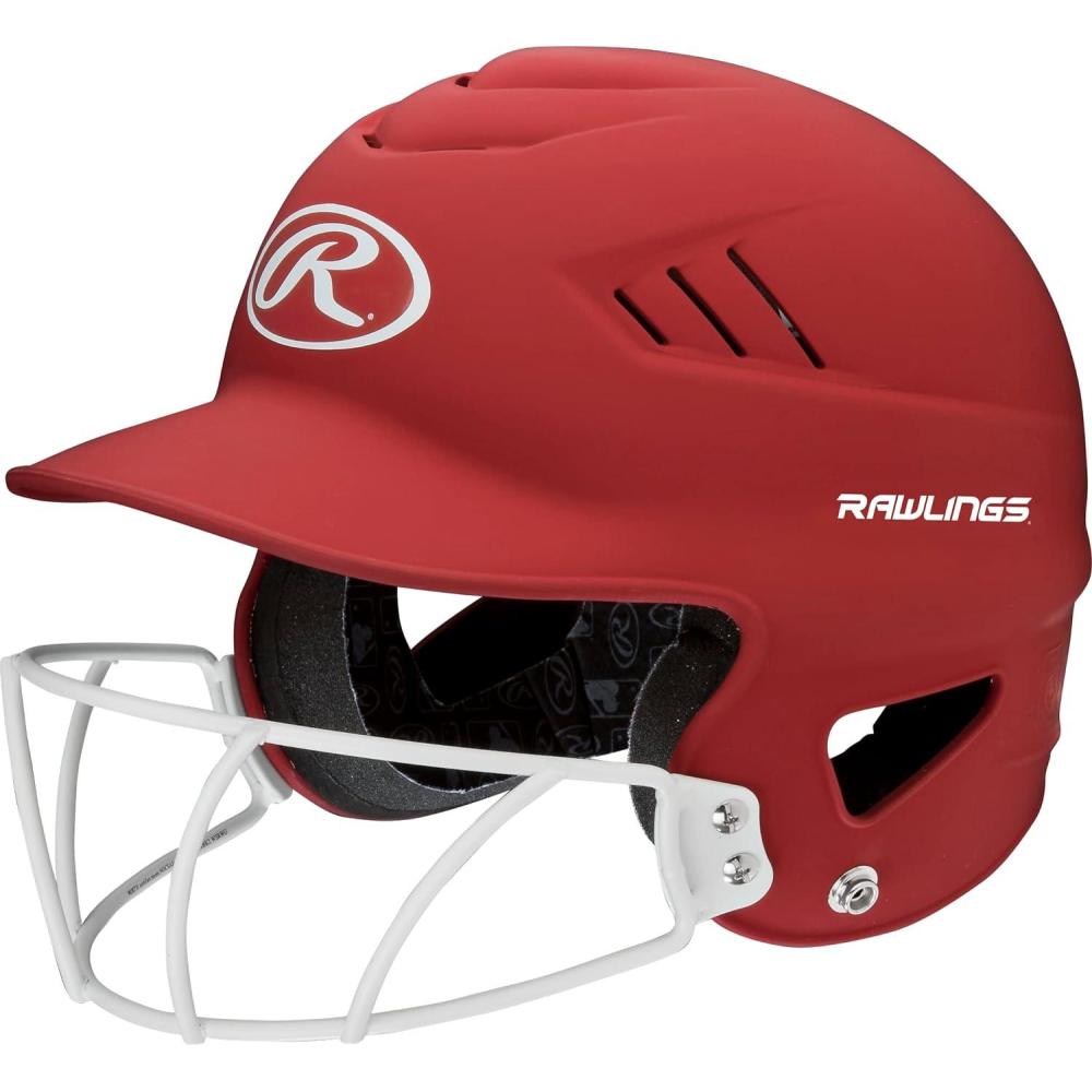 imageRawlings  COOLFLO Batting Helmet with Facemask  Fastpitch Softball  One Size Fits Most 6 12  7 12Matte Scarlet