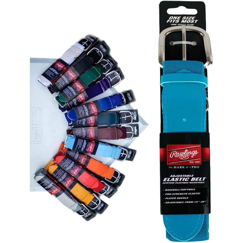 imageRawlings Elastic Game Day Belt BaseballSoftball AdultYouth Multiple ColorsCarolina Blue