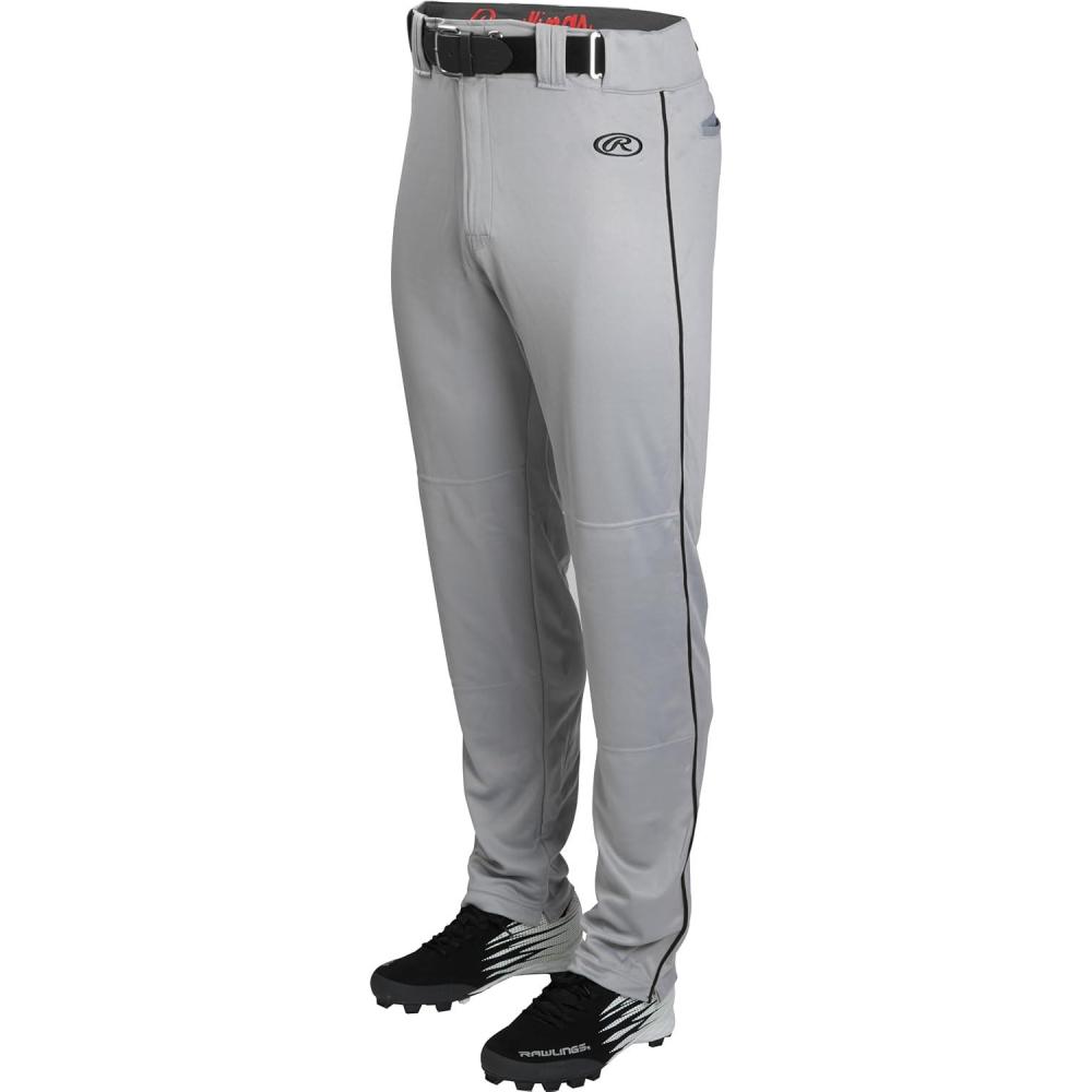 imageRawlings  Mens Launch Series Baseball Pants  Full Length SemiRelaxed Fit  Adult Sizes  Piped  Multiple OptionsGreyBlack