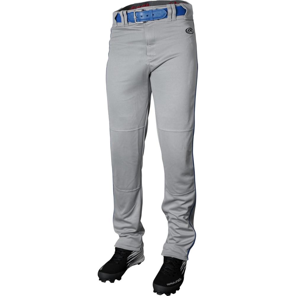 imageRawlings  Mens Launch Series Baseball Pants  Full Length SemiRelaxed Fit  Adult Sizes  Piped  Multiple OptionsGreyRoyal