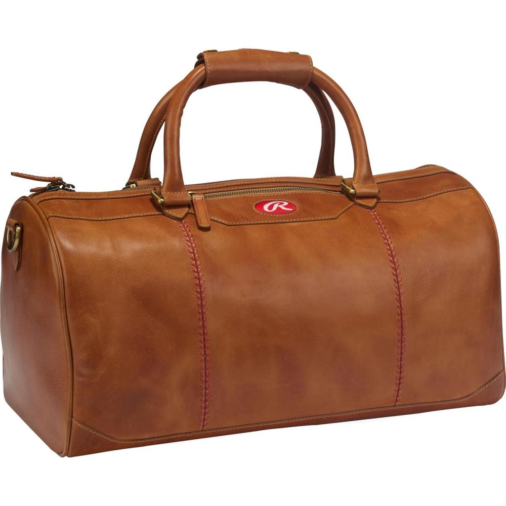 imageRawlings  Mens Leather Weekender Duffle Bag CollectionBrown  Baseball Stitch Collection