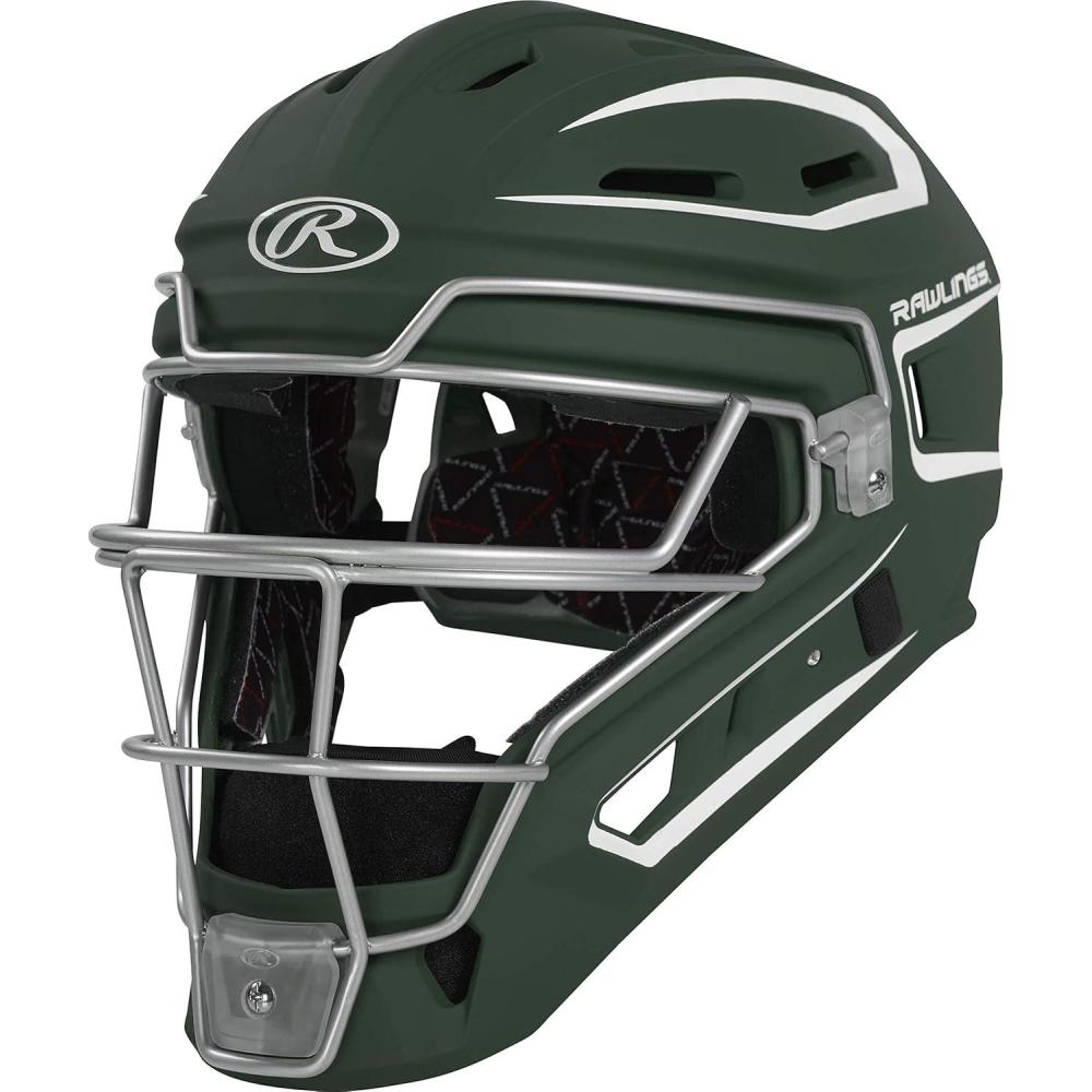 imageRawlings  Velo 20 Catchers Helmet  Baseball  Junior ampamp Senior Sizing  Multiple ColorsDark GreenWhite