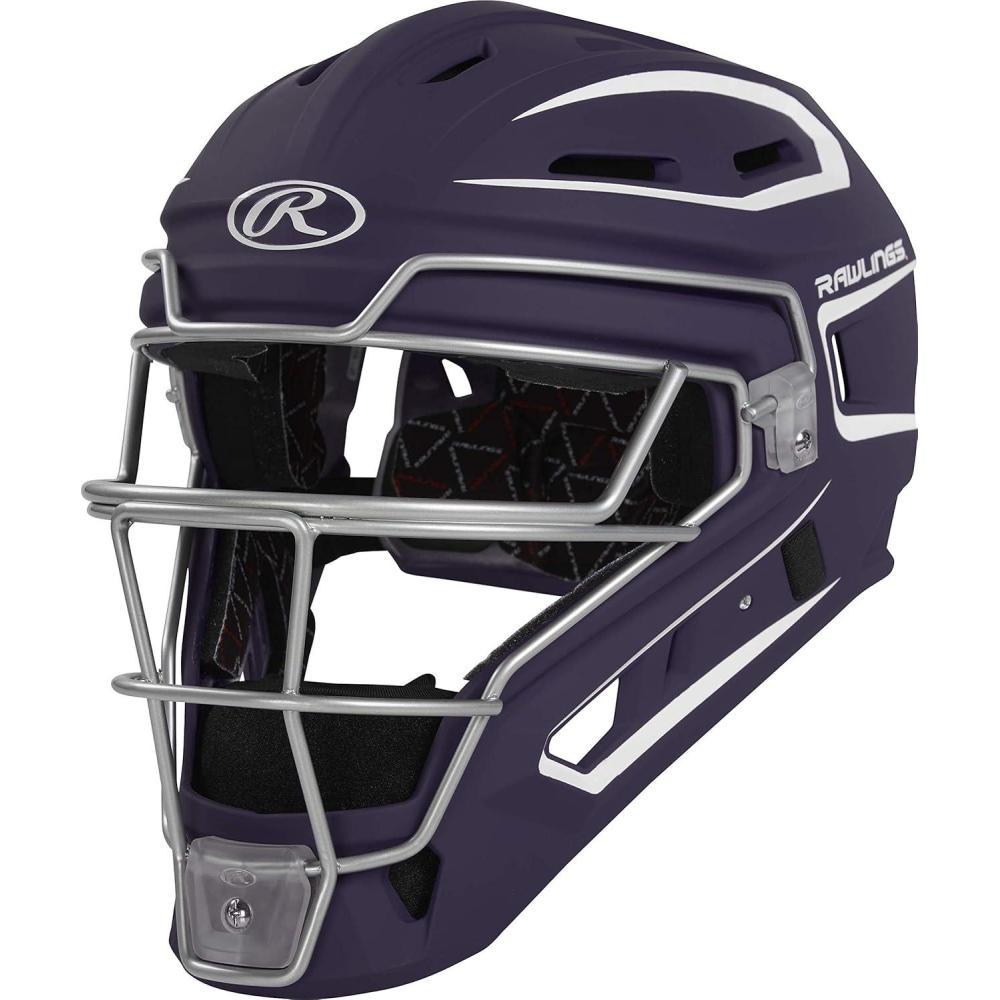 imageRawlings  Velo 20 Catchers Helmet  Baseball  Junior ampamp Senior Sizing  Multiple ColorsPurpleWhite