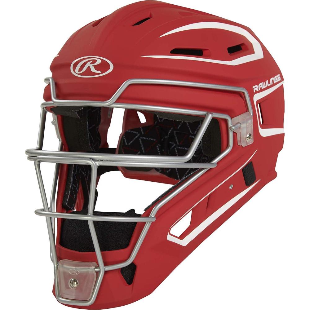 imageRawlings  Velo 20 Catchers Helmet  Baseball  Junior ampamp Senior Sizing  Multiple ColorsScarletWhite
