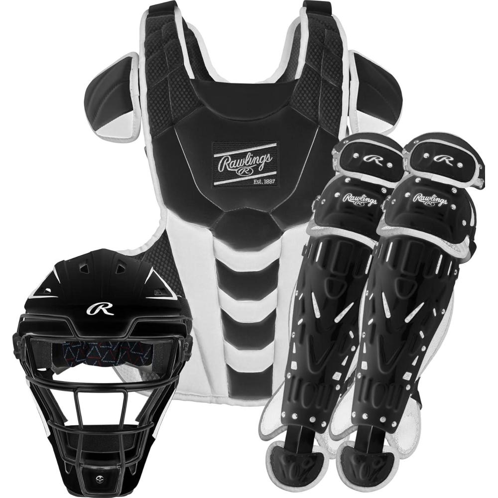 imageRawlings  Velo Fastpitch Softball Catchers Set  NOCSAE Certified  Adult  Intermediate  Youth  Multiple ColorsBlackWhite