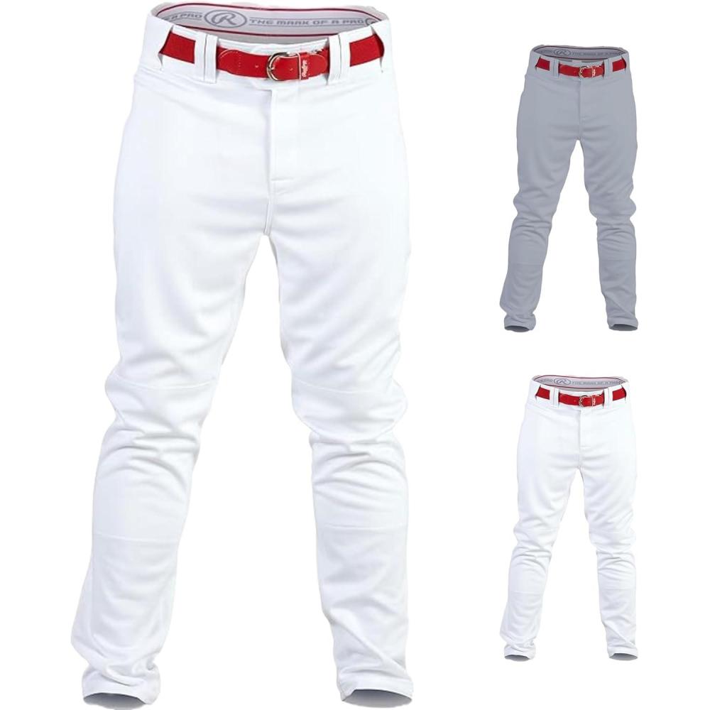 imageRawlings Mens Pro 150 Series Baseball Pant  Full Length SemiRelaxed Fit  Adult Sizes  Solid Color OptionsWhite