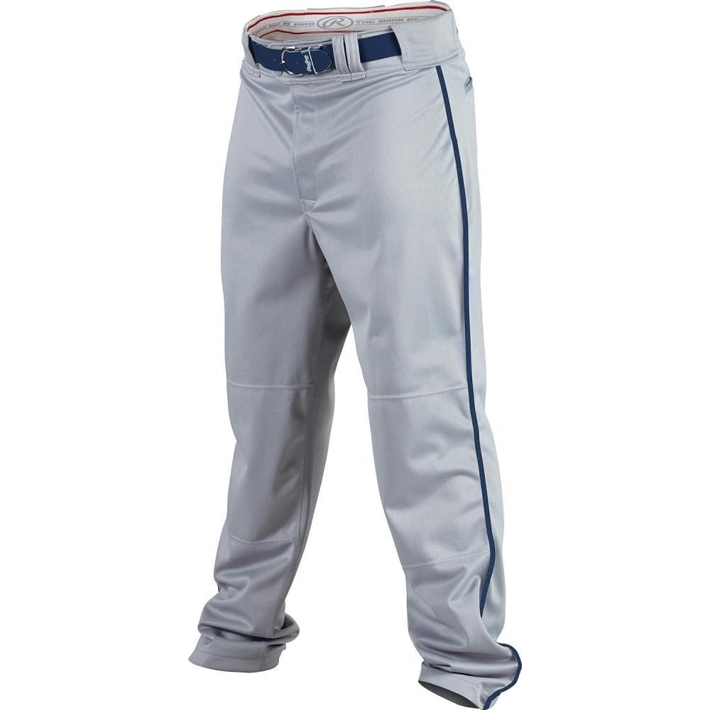 imageRawlings PRO 150 Series Baseball Pant  Full Length SemiRelaxed Fit  Adult Sizes  Piped Color OptionsGreyNavy