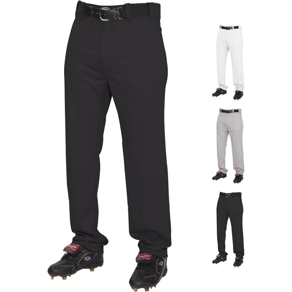 imageRawlings SemiRelaxed Full Length Baseball Pant Solid ampamp Piped Options Youth Sizes Multiple ColorsBlack