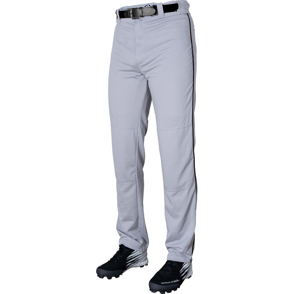 imageRawlings SemiRelaxed Full Length Baseball Pant Solid ampamp Piped Options Youth Sizes Multiple ColorsGrey Black