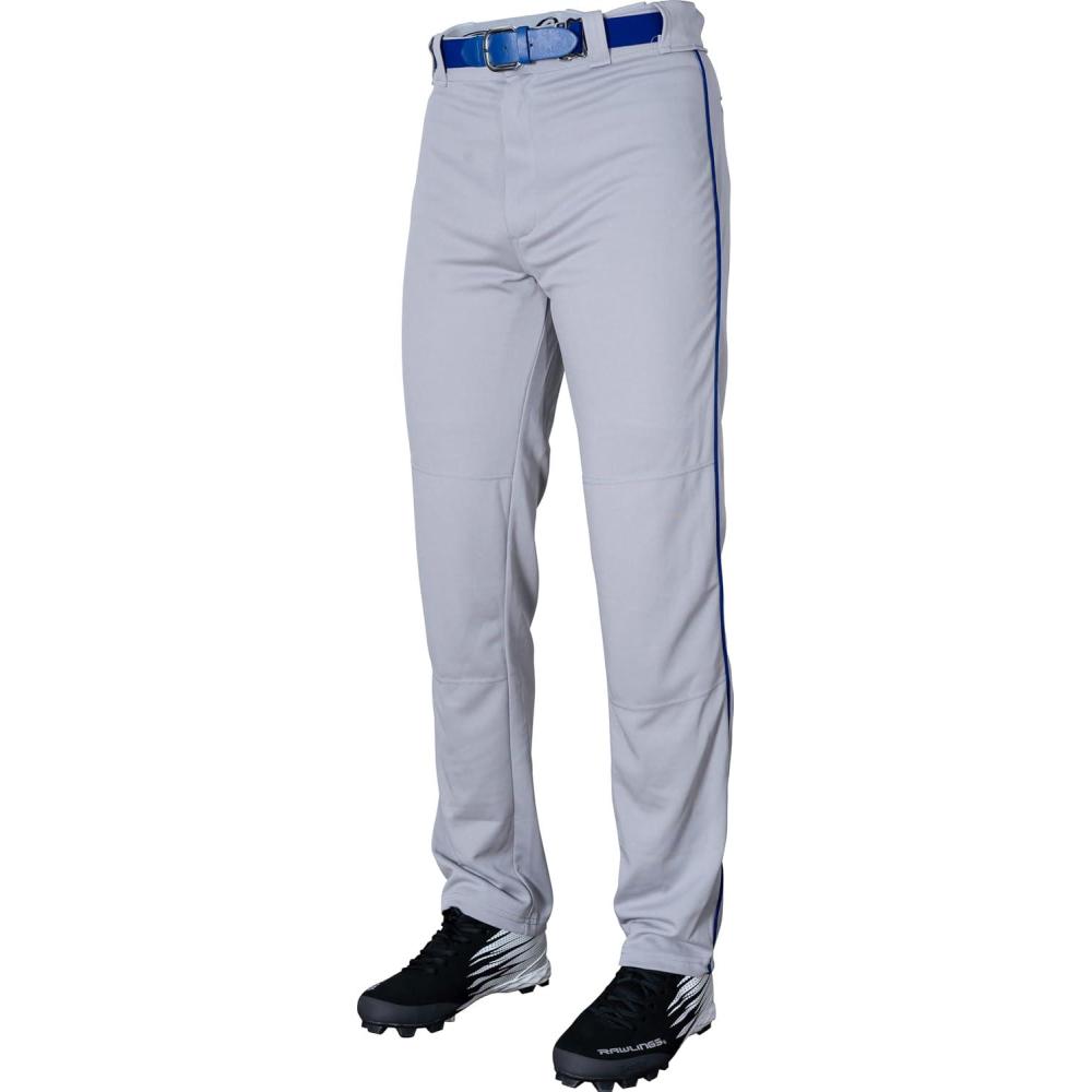 imageRawlings SemiRelaxed Full Length Baseball Pant  Solid ampamp Piped Options  Youth Sizes  Multiple ColorsGrey  Royal
