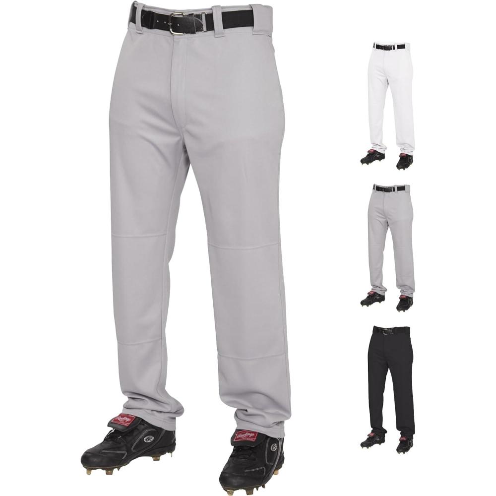 imageRawlings SemiRelaxed Full Length Baseball Pant Solid ampamp Piped Options Youth Sizes Multiple ColorsGrey
