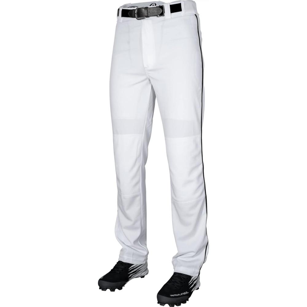 imageRawlings SemiRelaxed Full Length Baseball Pant  Solid ampamp Piped Options  Youth Sizes  Multiple ColorsWhite  Black