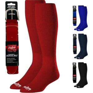 Rawlings | Belt & Socks Combo | Baseball/Softball | Multiple Sizes & Colors(Scarlet)