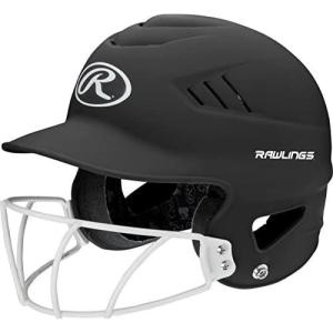 Rawlings | COOLFLO Batting Helmet with Facemask | Fastpitch Softball | One Size Fits Most (6 1/2” – 7 1/2”)(Matte Black)