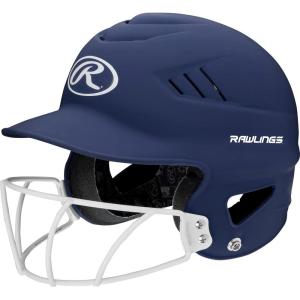 Rawlings | COOLFLO Batting Helmet with Facemask | Fastpitch Softball | One Size Fits Most (6 1/2” – 7 1/2”)(Matte Navy)