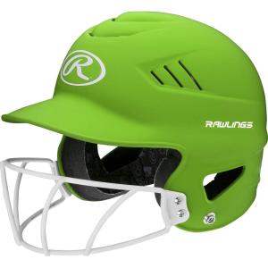 Rawlings | COOLFLO Batting Helmet with Facemask | Fastpitch Softball | One Size Fits Most (6 1/2” – 7 1/2”)(Matte Neon Green)