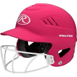 Rawlings | COOLFLO Batting Helmet with Facemask | Fastpitch Softball | One Size Fits Most (6 1/2” – 7 1/2”)(Matte Pink)