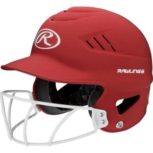 Rawlings | COOLFLO Batting Helmet with Facemask | Fastpitch Softball | One Size Fits Most (6 1/2” – 7 1/2”)(Matte Scarlet)