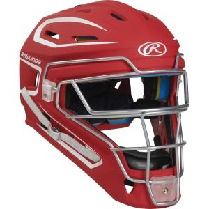 Rawlings | MACH Series Catcher’s Helmet | Baseball | Junior & Senior Sizes | Multiple Colors(Scarlet / White)