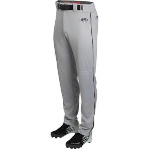 Rawlings | Men’s Launch Series Baseball Pants | Full Length Semi-Relaxed Fit | Adult Sizes | Piped | Multiple Options(Grey/Black)