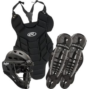Rawlings | Players Series Youth Catcher’s Set | Ages 6-12 | Includes Facemask, Chest Protector, Leg Guards(Black 2.0 – T-Ball)