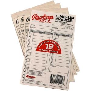 Rawlings | SYSTEM-17 Lineup Card Refill Pack | Baseball/Softball | Four-Part Lineup Cards