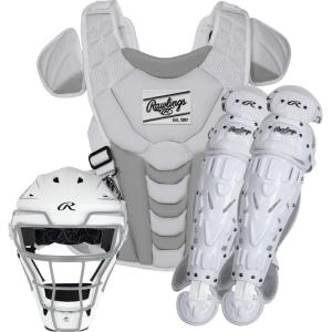 Rawlings | Velo Fastpitch Softball Catcher’s Set | NOCSAE Certified | Adult | Intermediate | Youth | Multiple Colors(White/Silver)