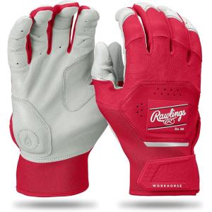 Rawlings | Workhorse Baseball Batting Gloves | Adult Sizes | Multiple Colors(White/Scarlet)