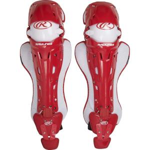 Rawlings Rawlings | MACH Catcher’s Leg Guards | Baseball | NOCSAE Certified | Adult & Intermediate Sizing | Multiple Colors(Red)