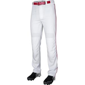 Rawlings Semi-Relaxed Full Length Baseball Pant | Solid & Piped Options | Youth Sizes | Multiple Colors(White / Red)