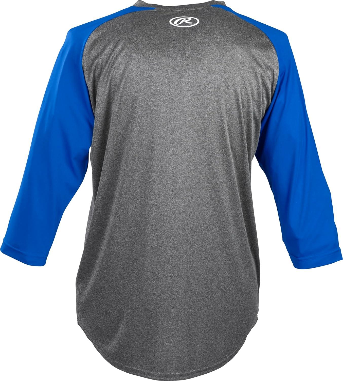 imageRawlings Baseball 34 Sleeve GamePractice Athletic Shirt Adult Sizes Multiple ColorsGraphiteRoyal
