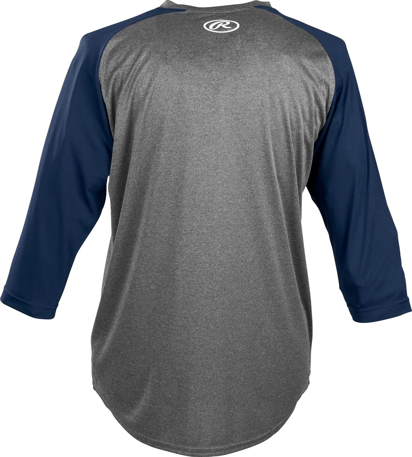 imageRawlings  Baseball 34 Sleeve GamePractice Athletic Shirt  Youth Sizes  Multiple ColorsGraphiteNavy