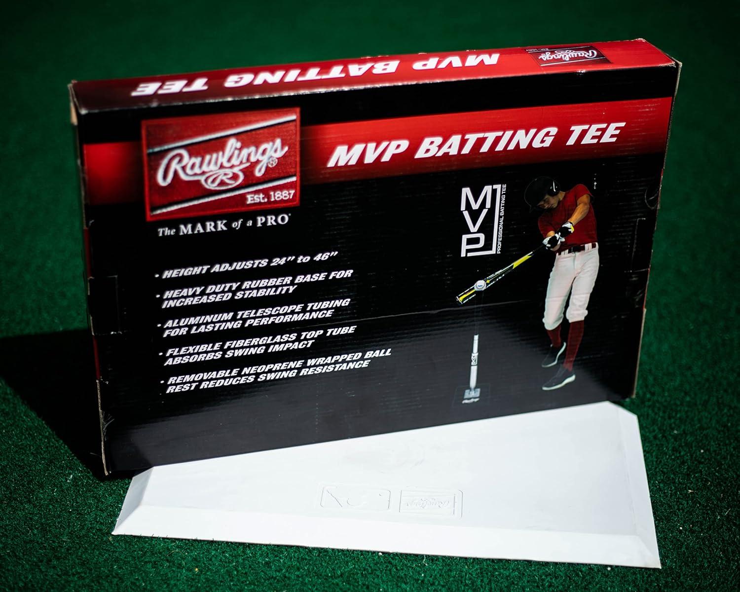 imageRawlings MVP Batting Tee Heavy Duty Rubber Base Adjustable Height 24quot46quot