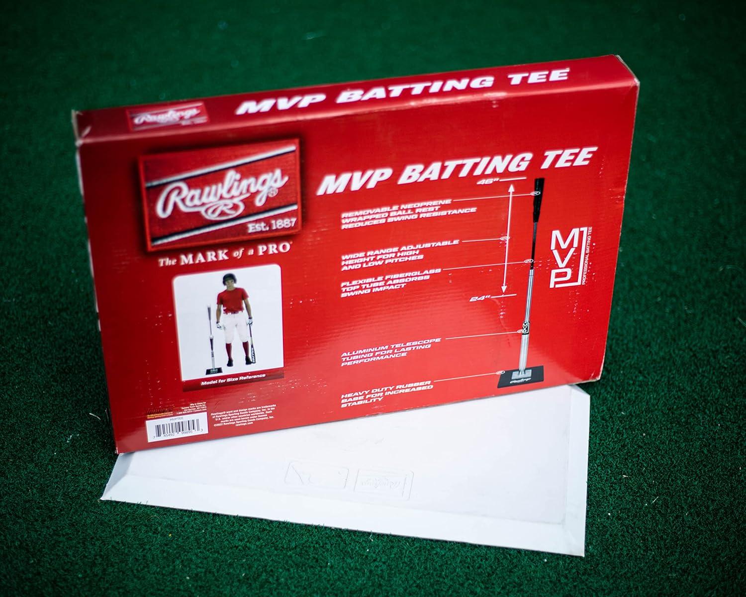 imageRawlings MVP Batting Tee Heavy Duty Rubber Base Adjustable Height 24quot46quot