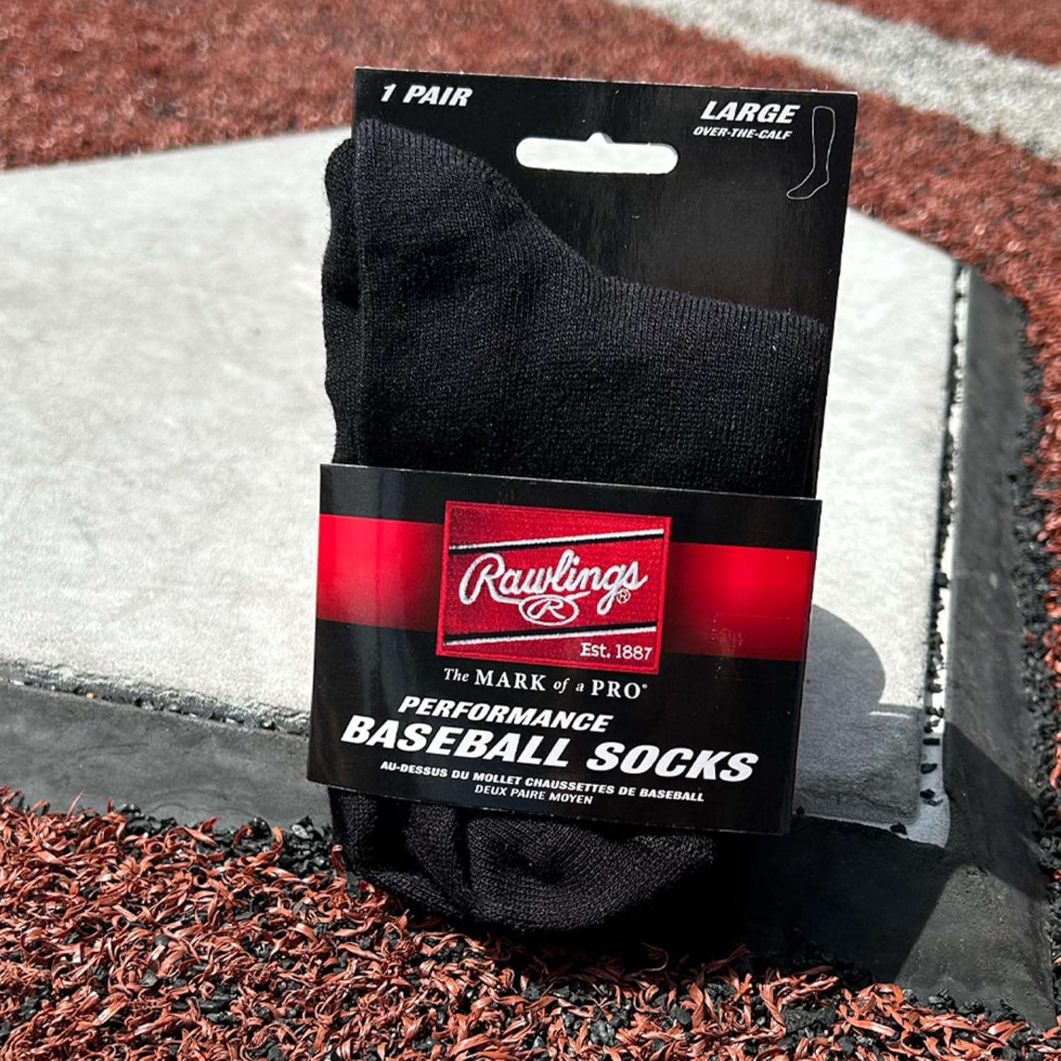 imageRawlings  Performance Baseball Socks  1 Pair  Multiple Sizes ampamp ColorsBlack