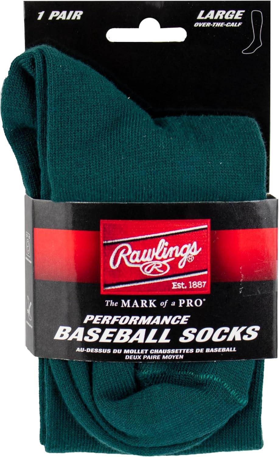 imageRawlings  Performance Baseball Socks  1 Pair  Multiple Sizes ampamp ColorsDark Green