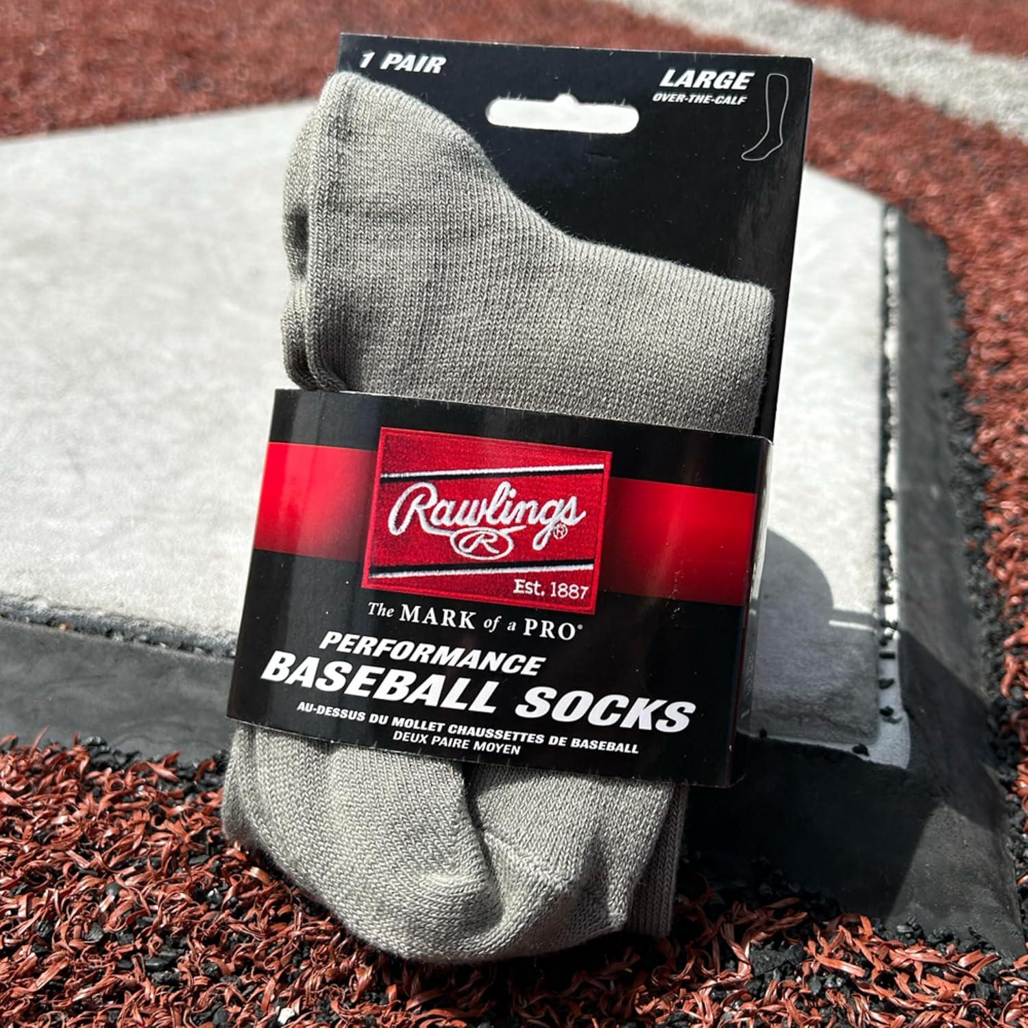 imageRawlings  Performance Baseball Socks  1 Pair  Multiple Sizes ampamp ColorsGrey