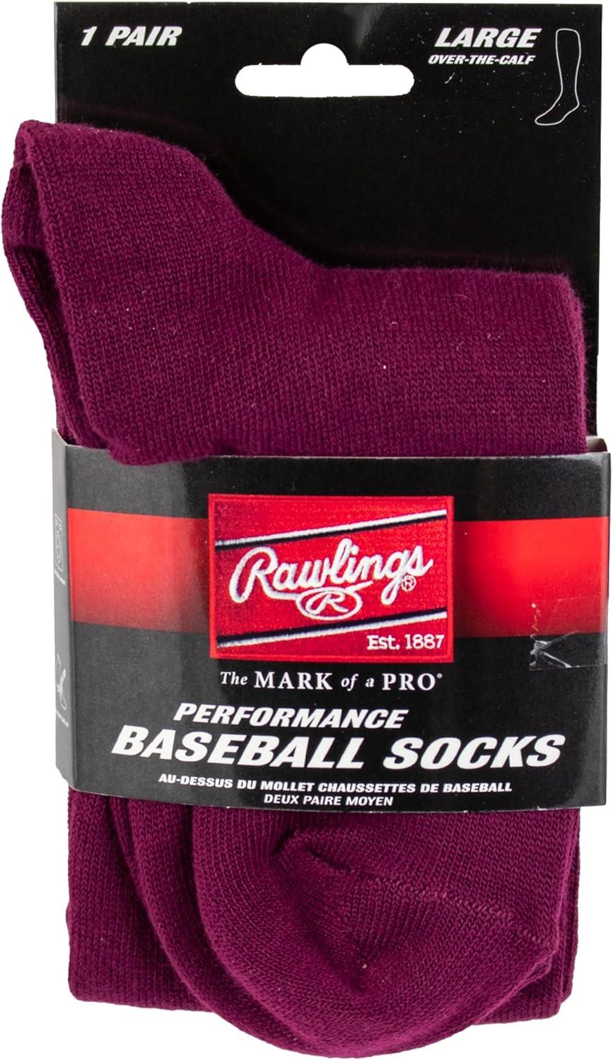 imageRawlings  Performance Baseball Socks  1 Pair  Multiple Sizes ampamp ColorsMaroon