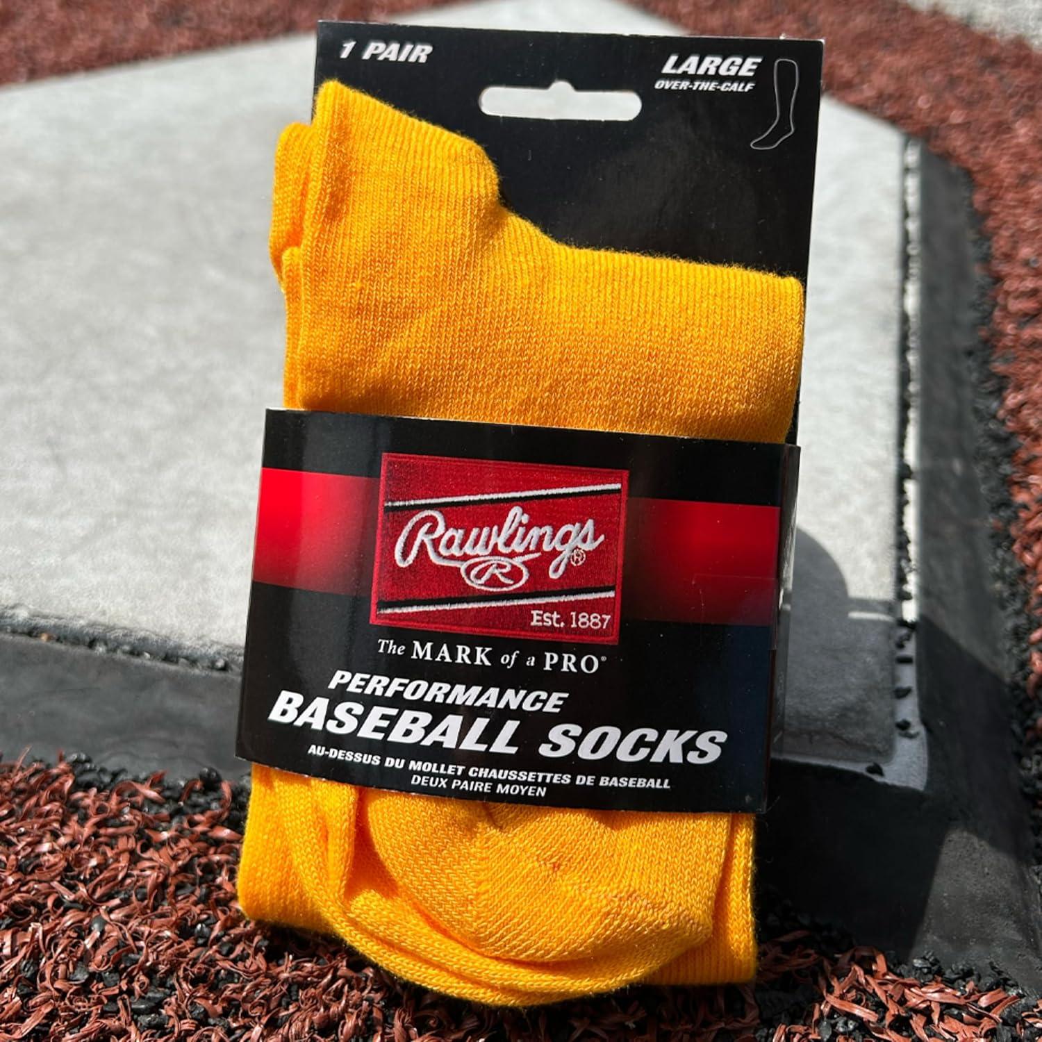 imageRawlings  Performance Baseball Socks  1 Pair  Multiple Sizes ampamp ColorsOptic Yellow