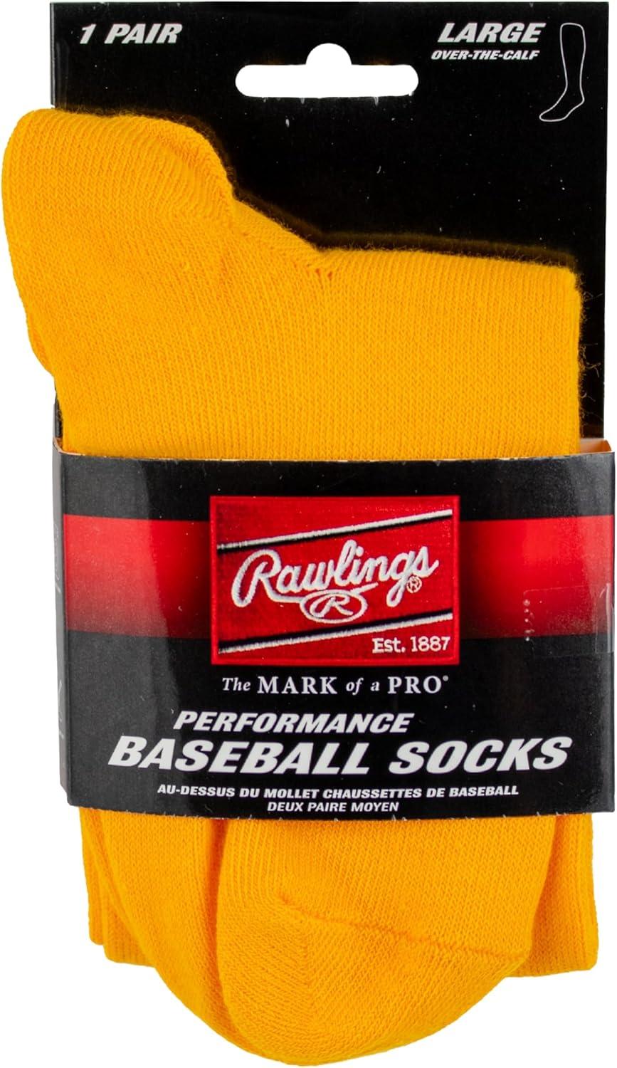 imageRawlings  Performance Baseball Socks  1 Pair  Multiple Sizes ampamp ColorsOptic Yellow