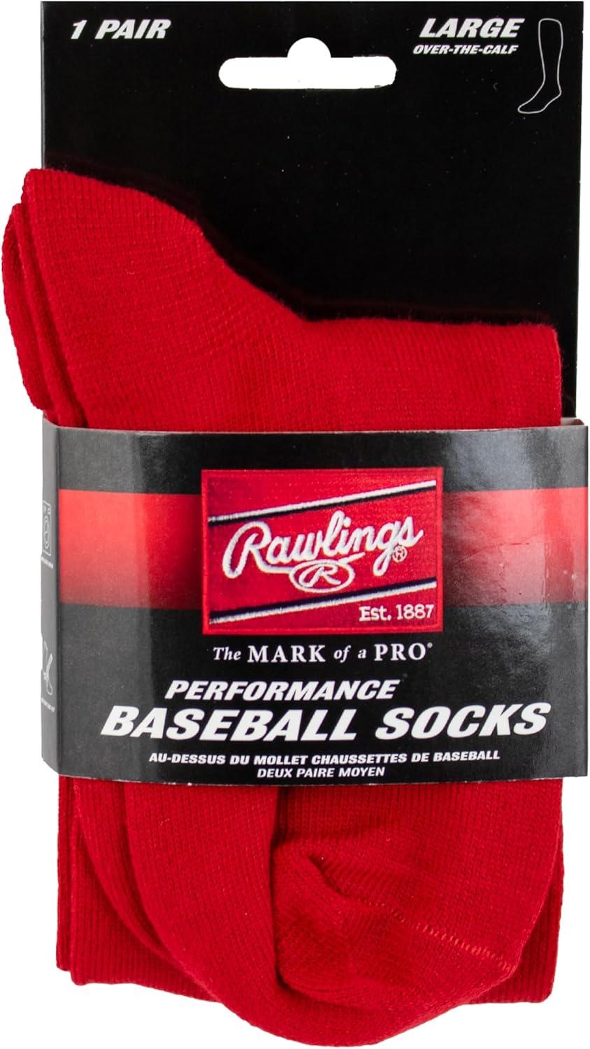 imageRawlings  Performance Baseball Socks  1 Pair  Multiple Sizes ampamp ColorsRed