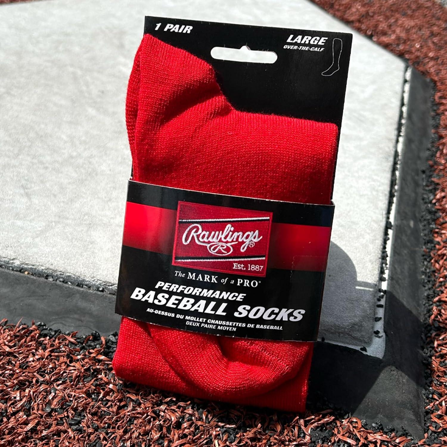 imageRawlings  Performance Baseball Socks  1 Pair  Multiple Sizes ampamp ColorsRed