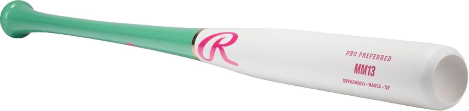 imageRawlings Pro Preferred Maple Wood Baseball Bat Gameday Profile TroutHarperMachadoAlbiesWhite Mint Pro Preferred Manny Machado