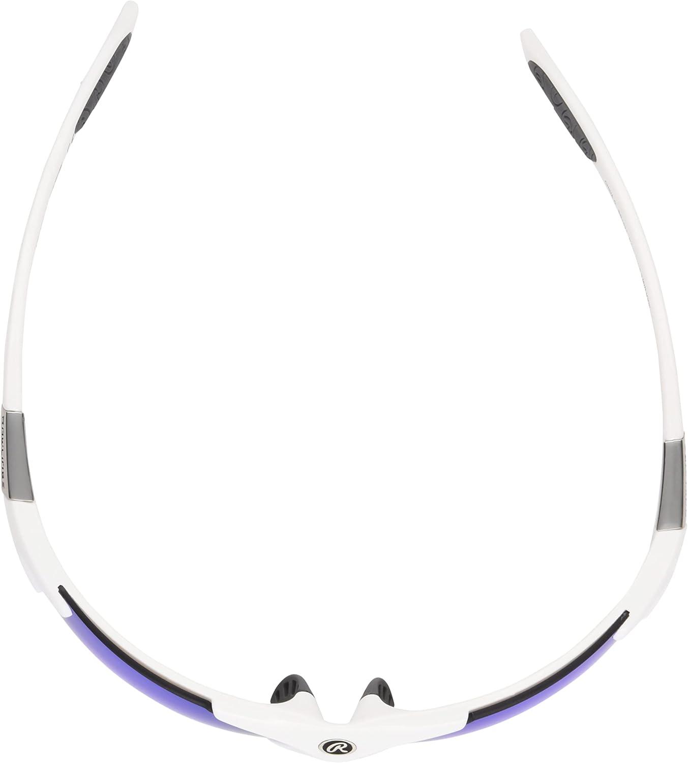 imageRawlings Home Run Stroll Blade Sport Sunglasses for Men Shiny WhiteBlue Mirror 74mm