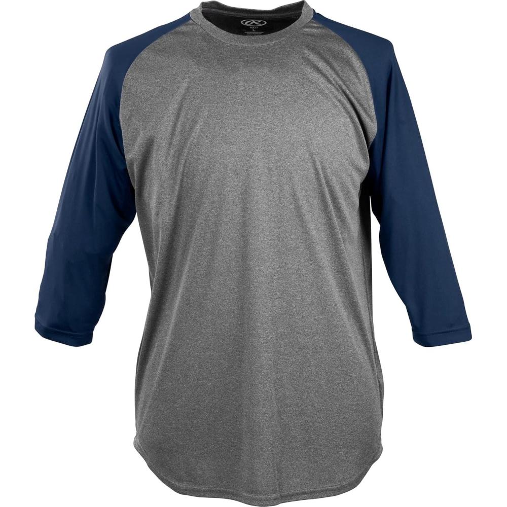 imageRawlings  Baseball 34 Sleeve GamePractice Athletic Shirt  Adult Sizes  Multiple ColorsGraphiteNavy
