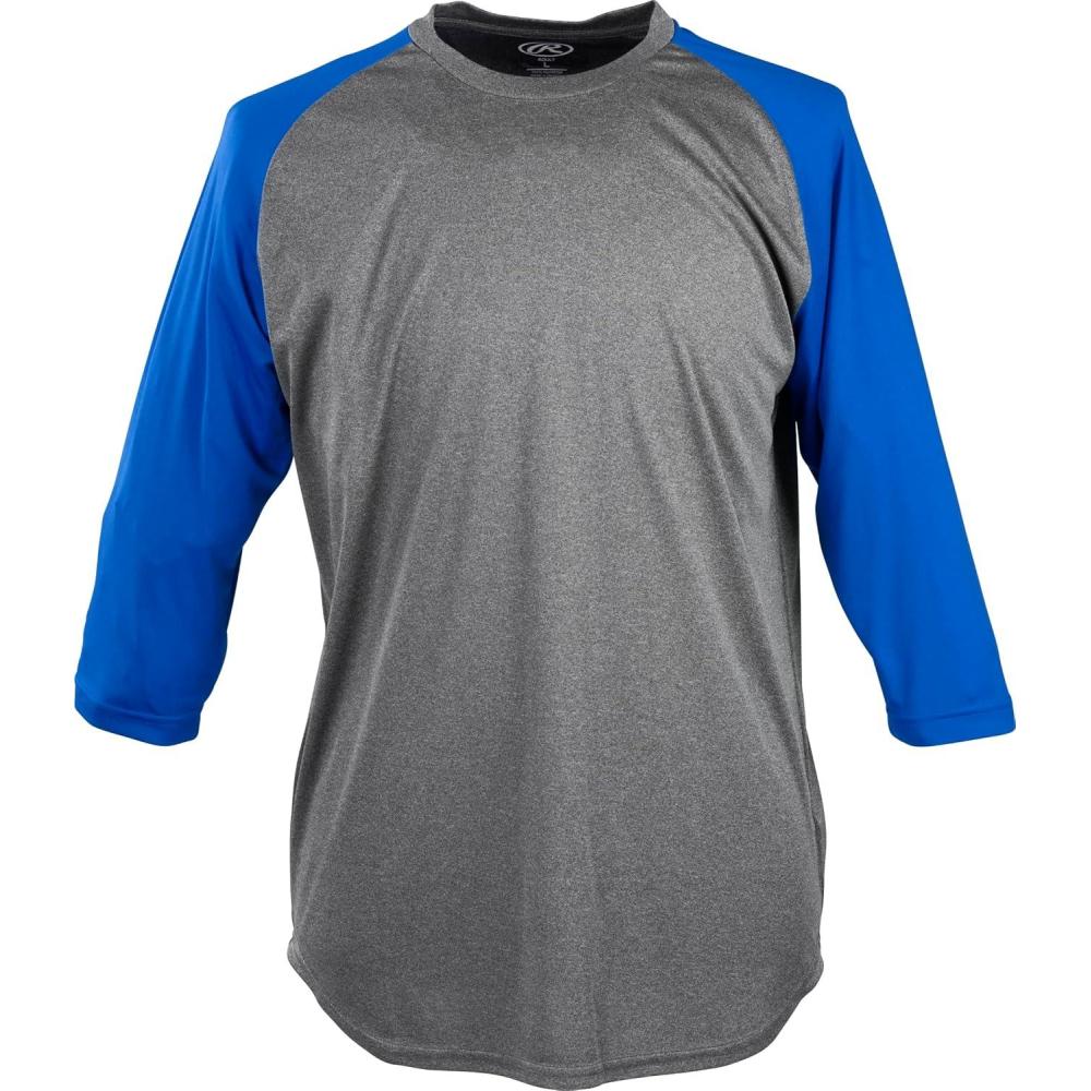 imageRawlings  Baseball 34 Sleeve GamePractice Athletic Shirt  Youth Sizes  Multiple ColorsGraphiteRoyal