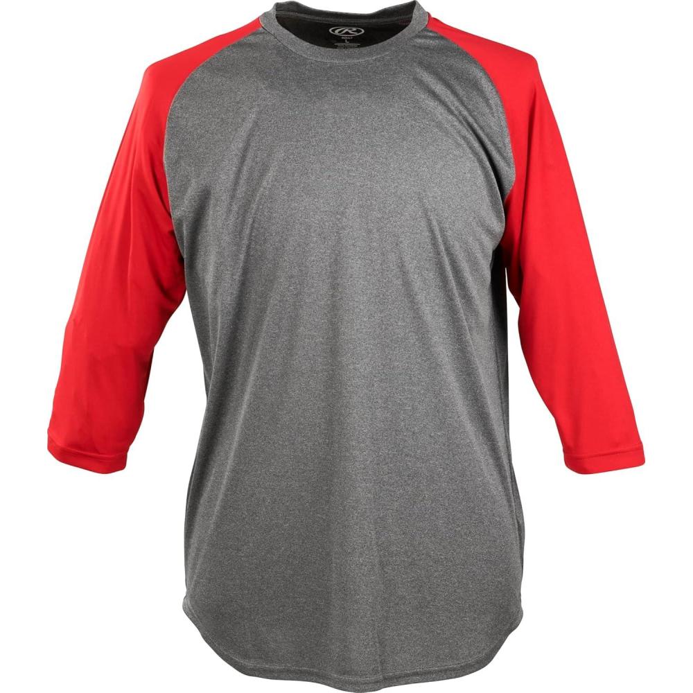 imageRawlings  Baseball 34 Sleeve GamePractice Athletic Shirt  Youth Sizes  Multiple ColorsGraphiteScarlet